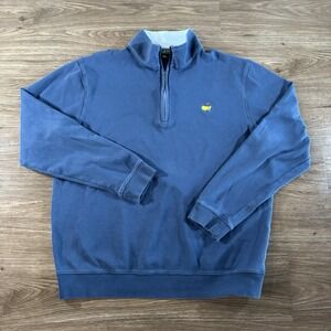 Masters Collection Sweater Mens Large Blue Pullover Quarter Zip Cotton Golf